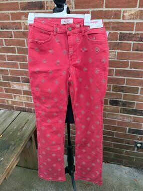 NWT Wrangler High Rise Bold Boot Jeans Womens 4 27x34 Red Bandana Western Flare